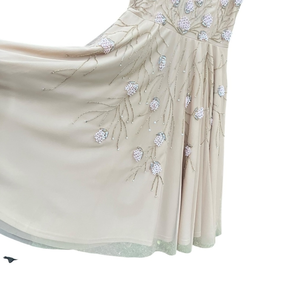 Adrianna Papell Beaded‎ Ivory Formal Gown Wedding Mother of the Bride Dress 16 - Picture 9 of 12